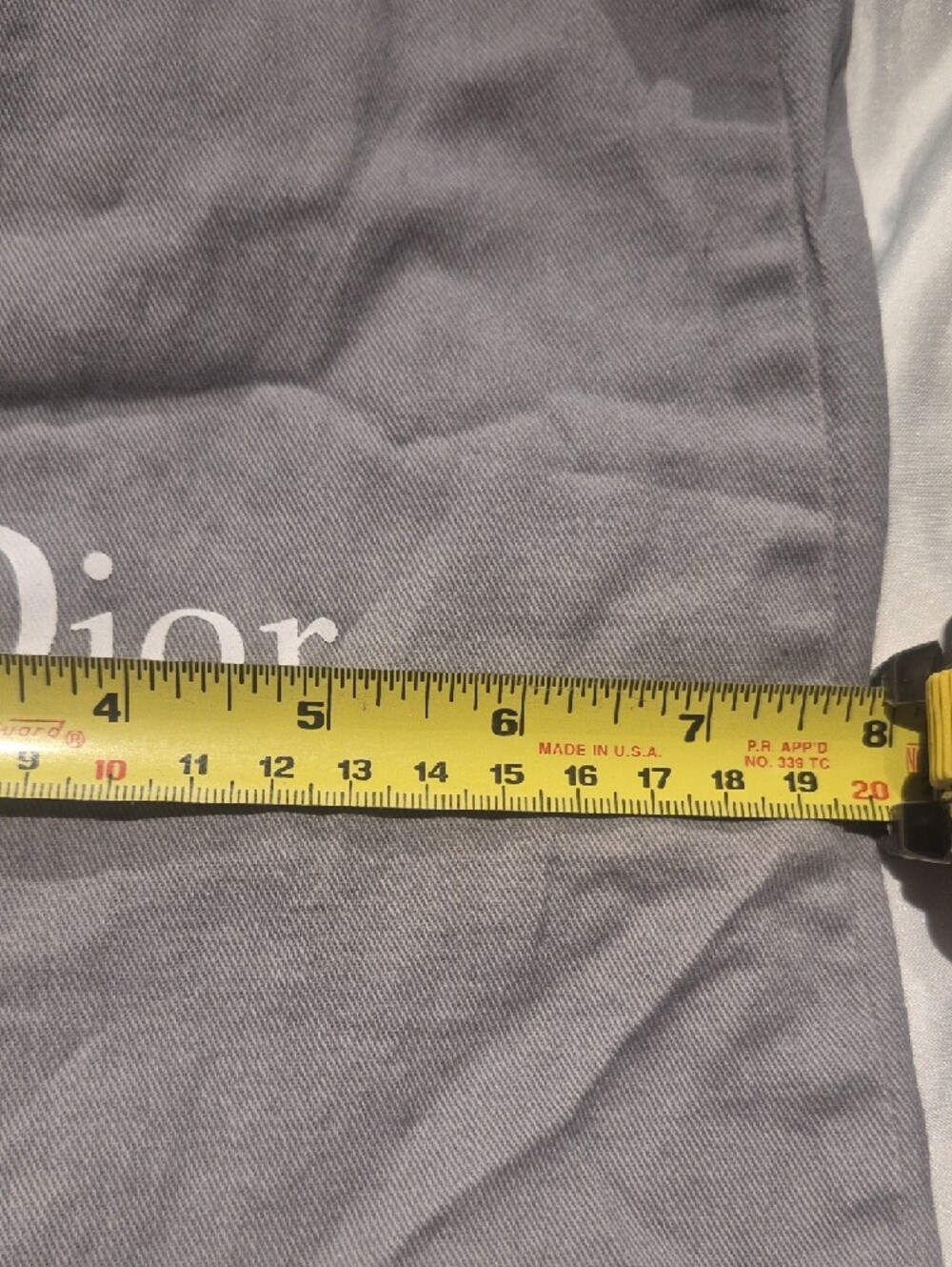 Dior Gray Drawstring Pouch with White Logo - Picture 3 of 4